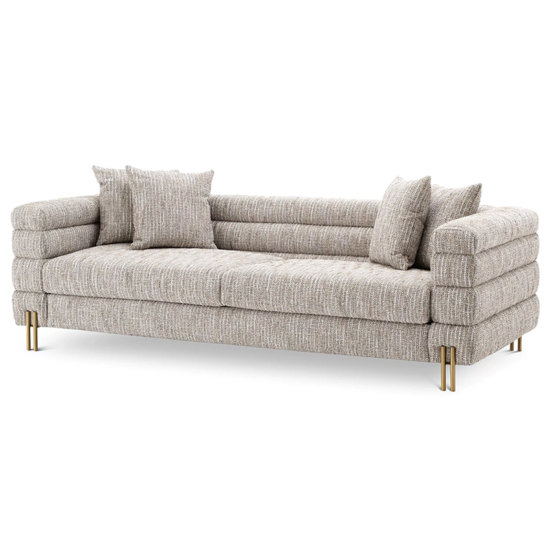 Диван Eichholtz Sofa York Бежево-серый Латунь Бежево-серый Матовая латунь Диван Eichholtz Sofa York Бежево-серый Латунь Бежево-серый Матовая латунь в Саратове | Loft Concept