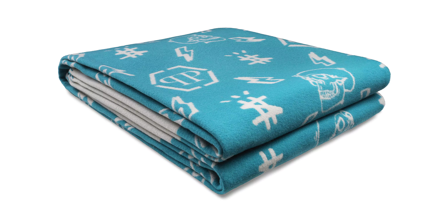 Плед Philipp Plein Plaid Cashmere Skull Blue - фото №1