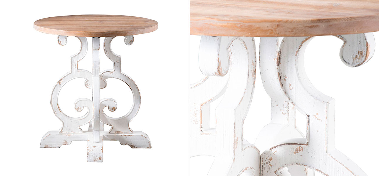 Журнальный столик с белой резной ножкой Jodie - фото №1