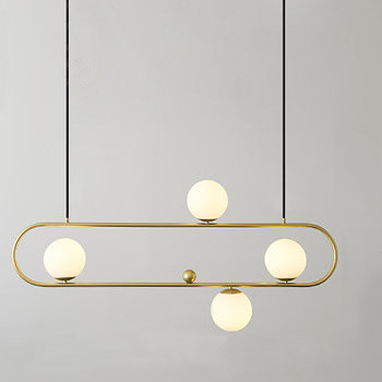 Люстра Horizontal Balls Balance Brass 4 Латунь Белый в Саратове | Loft Concept 