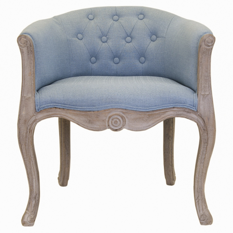 Кресло низкое в стиле прованс Louis French Armchair light blue flax Светло-голубой Бежево-серый в Саратове | Loft Concept 