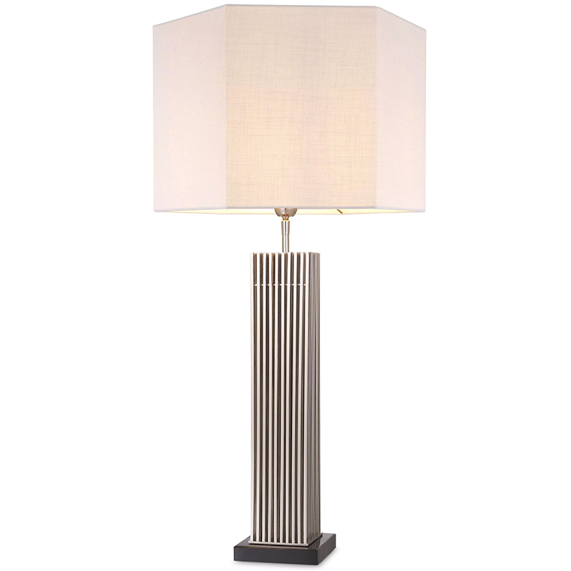 Настольная лампа Eichholtz Table Lamp Viggo Nickel Белый Никель Черный Мрамор Nero в Саратове | Loft Concept 