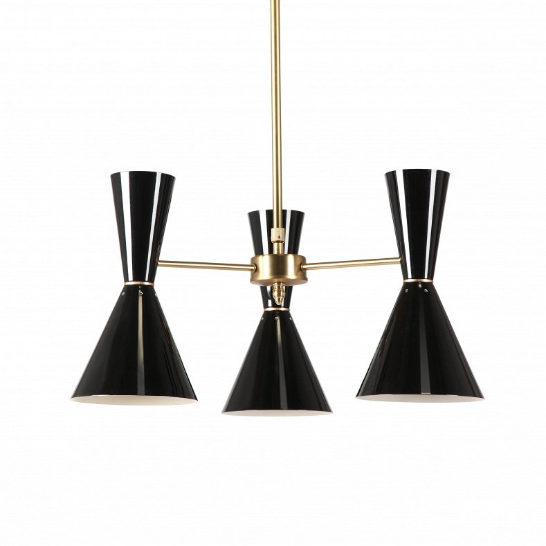 Люстра CAIRO Chandelier 3 Arm black Черный Латунь в Саратове | Loft Concept 