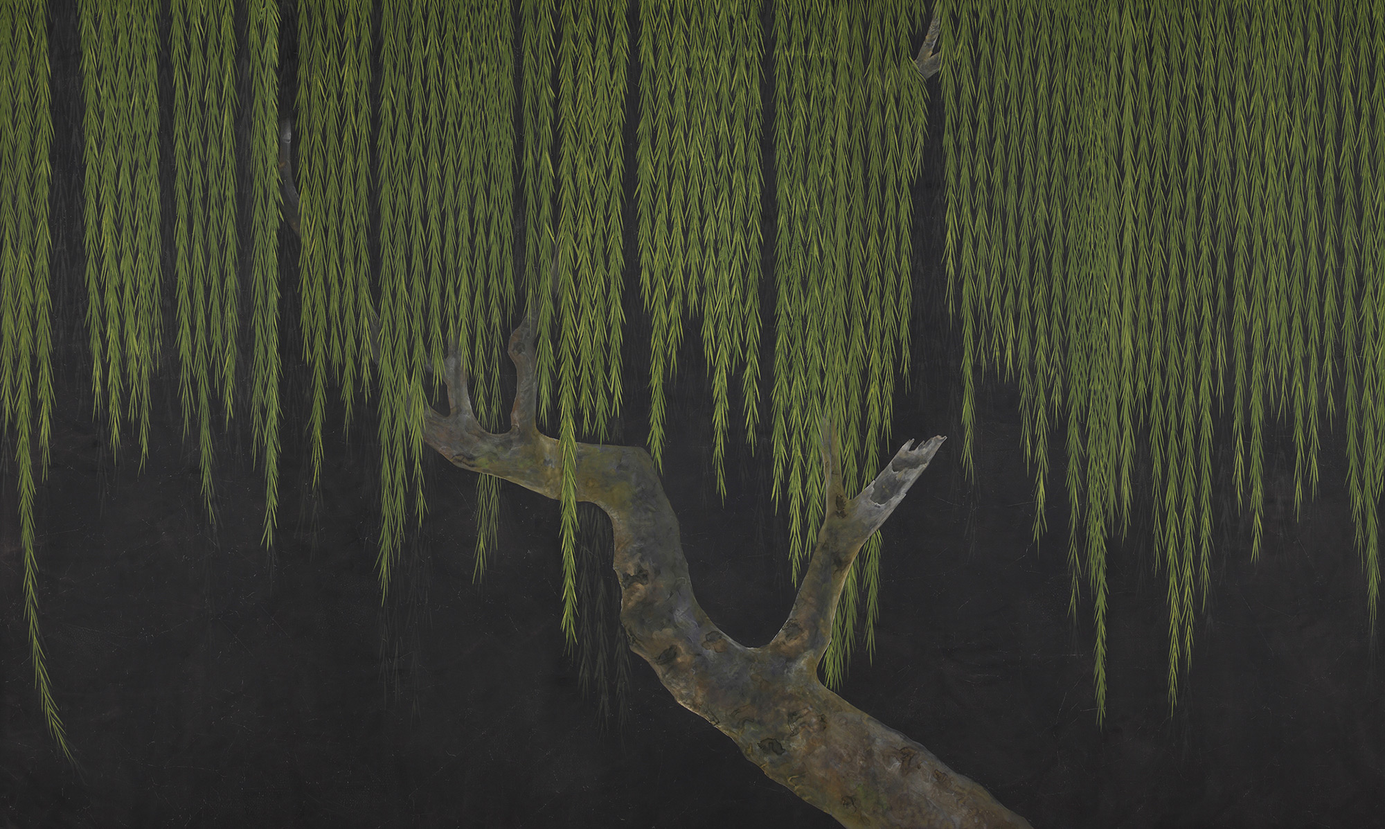 Обои ручная роспись Willow Original colourway on Edo Night painted silk Обои ручная роспись Willow Original colourway on Edo Night painted silk - постер Loft-Concept в Саратове