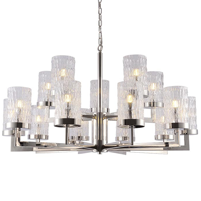 Люстра Estebe Glass Nickel Chandelier 14 Прозрачный Никель в Саратове | Loft Concept 