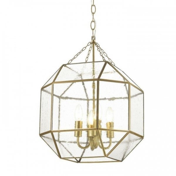 Подвесной светильник Glass & Metal Cage Pendant Gold 4 Глянцевое золото в Саратове | Loft Concept 