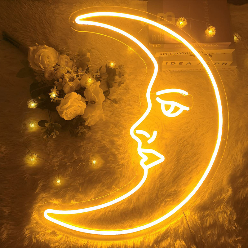 Неоновая настенная лампа Crescent Moon Neon Wall Lamp Прозрачный Желтый в Саратове | Loft Concept 