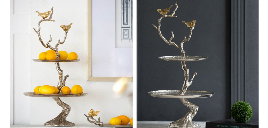 Блюдо двухъярусное Birds on Branches silver Блюдо двухъярусное Birds on Branches silver - Loft-Concept в Саратове