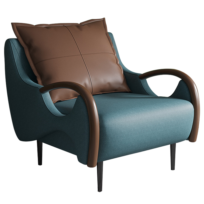 Кресло Oliwier Blue Armchair Синий Коричневый в Саратове | Loft Concept 