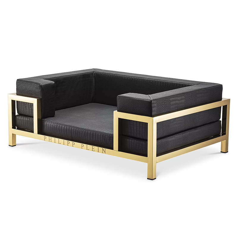 Лежанка для домашних животных Philipp Plein Dogbed High Conic Limited XL Gold Черный Золотой в Саратове | Loft Concept 