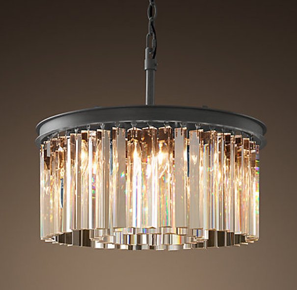 Люстра RH Rhys Clear Glass Prism Round Chandelier 40 Черный в Саратове | Loft Concept 