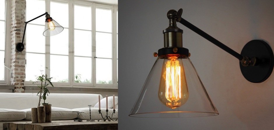 Бра Gloce Cone Shade Loft Industrial Glass Бра Gloce Cone Shade Loft Industrial Glass - Loft-Concept в Саратове