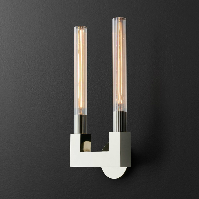 Бра RH CANNELLE wall lamp DOUBLE Sconces Chrome Хром Прозрачное Стекло в Саратове | Loft Concept 