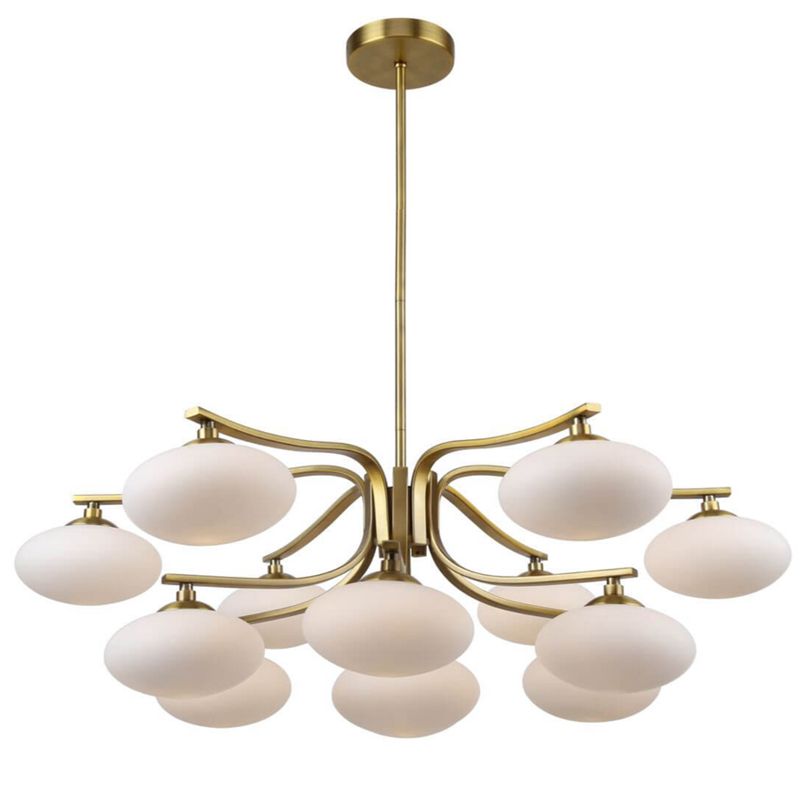 Oval Balls Mushrooms Chandelier 13 Brass Латунь Прозрачный белый в Саратове | Loft Concept 