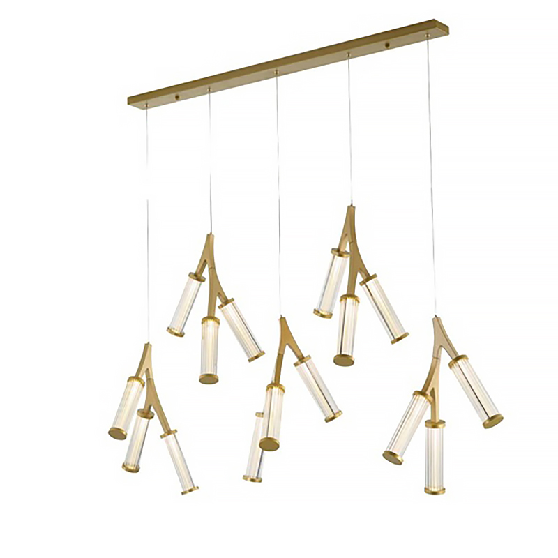 Люстра Cylinder Branches Chandelier Gold 15 Золотой Прозрачный в Саратове | Loft Concept 