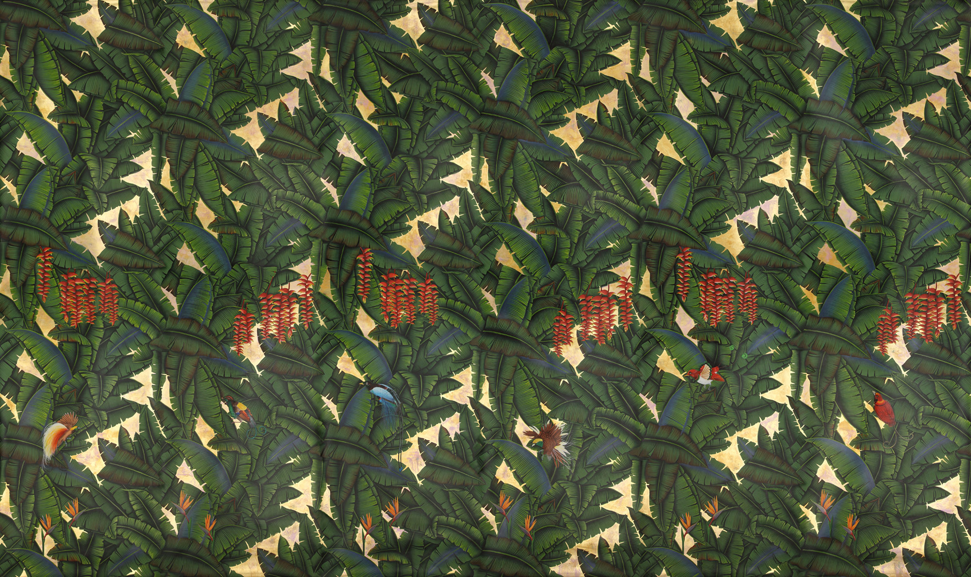 Обои ручная роспись Palms Gaugin on Deep Rich Gold gilded paper with pearlescent antiquing Обои ручная роспись Palms Gaugin on Deep Rich Gold gilded paper with pearlescent antiquing - постер Loft-Concept в Саратове