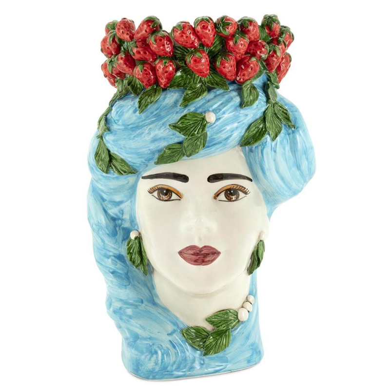 Ваза VASE STRAWBERRIES HEAD LADY BIG Blue Красный Голубой в Саратове | Loft Concept 