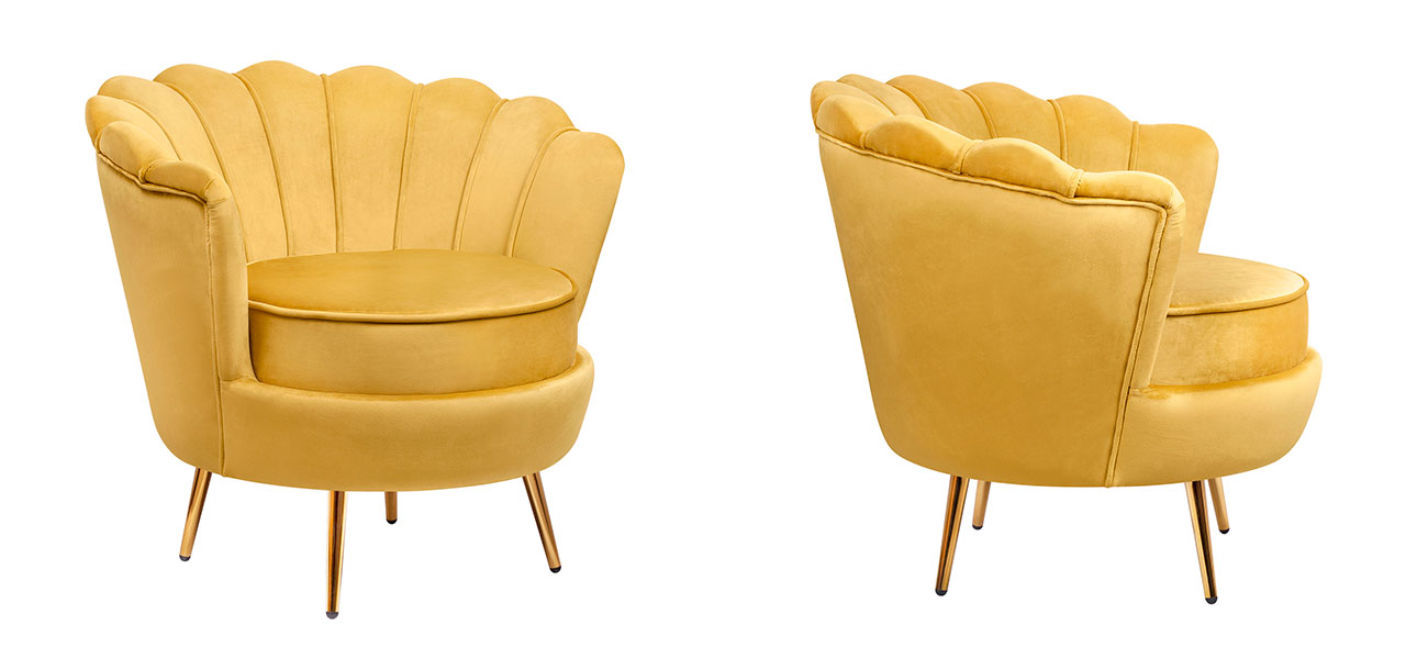Кресло велюр желтый Yellow Flower - фото