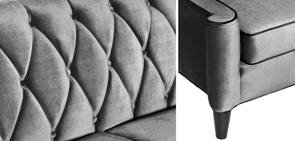 Диван Armen Living Barrister Gray Velvet Диван Armen Living Barrister Gray Velvet - Loft-Concept в Саратове