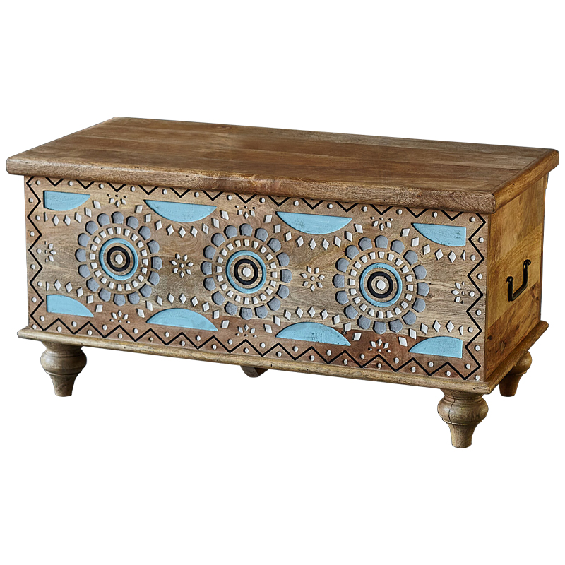 Сундук резной Mitra Carved Wood Chest Голубой Коричневый Белый Сундук резной Mitra Carved Wood Chest Голубой Коричневый Белый в Саратове | Loft Concept