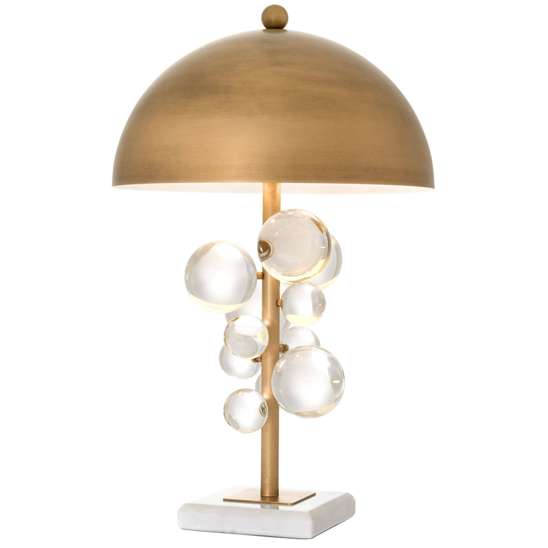 Настольная лампа Eichholtz Table Lamp Floral Латунь Античная полированная Прозрачное Стекло Белый в Саратове | Loft Concept 