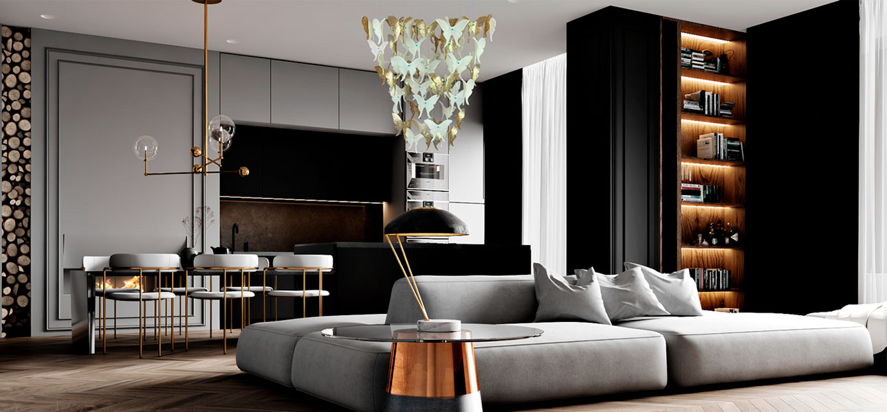 Люстра Золотые Бабочки Светло-Зеленая база Night Butterflies Chandelier Gold - фото №2