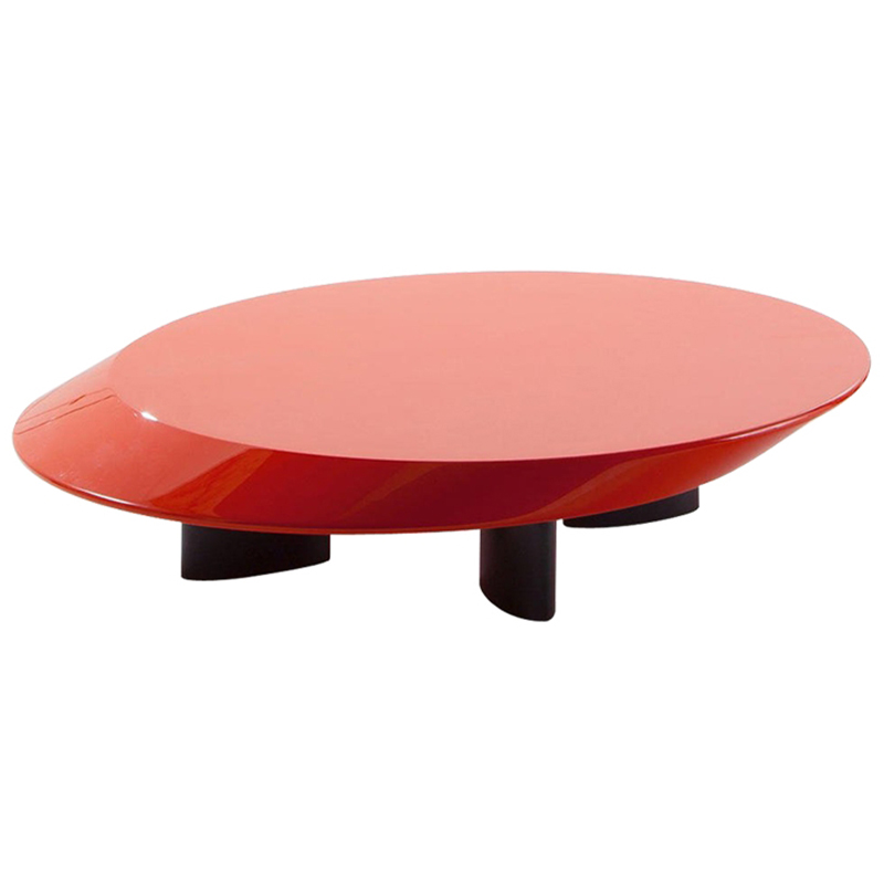 Кофейный стол Ellipse Red Glossy Coffee Table Красный Черный в Саратове | Loft Concept 