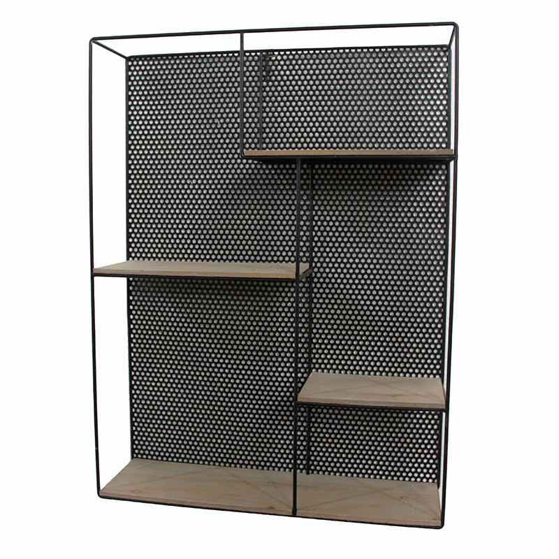 Полка Perforation Loft Rectangle Shelf Бежево-серый Черный в Саратове | Loft Concept 