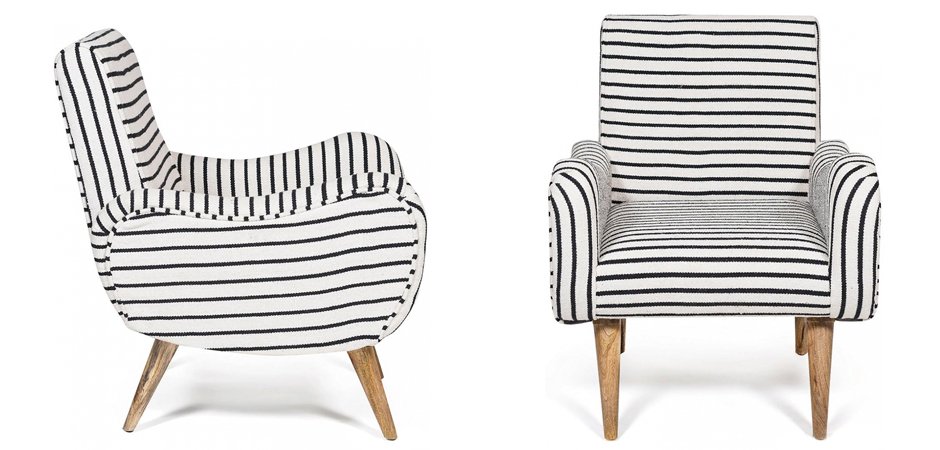 Кресло с подлокотниками Black and White Stripes Кресло с подлокотниками Black and White Stripes - Loft-Concept в Саратове