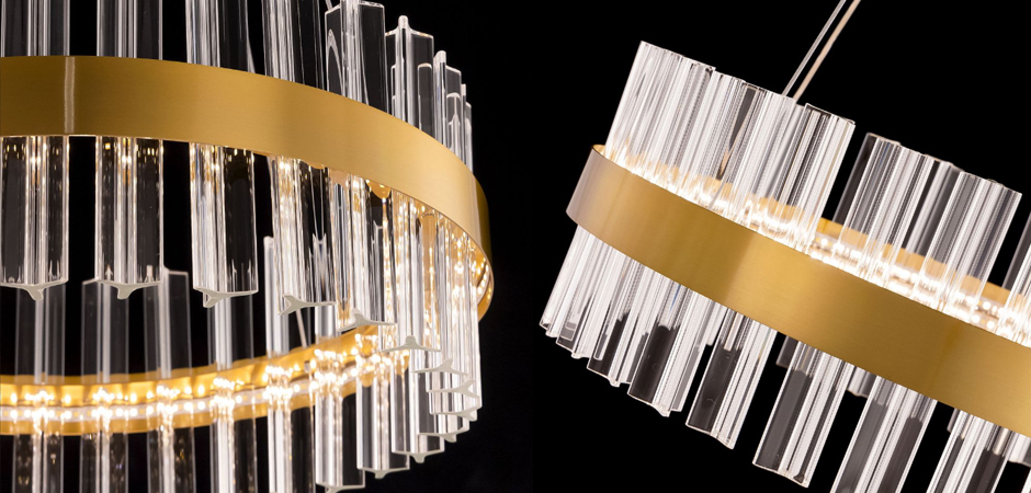 Круглая Люстра Кольцо Хрусталь диаметр 40 см RING Saturno Not Baroncelli Brass  - фото №1