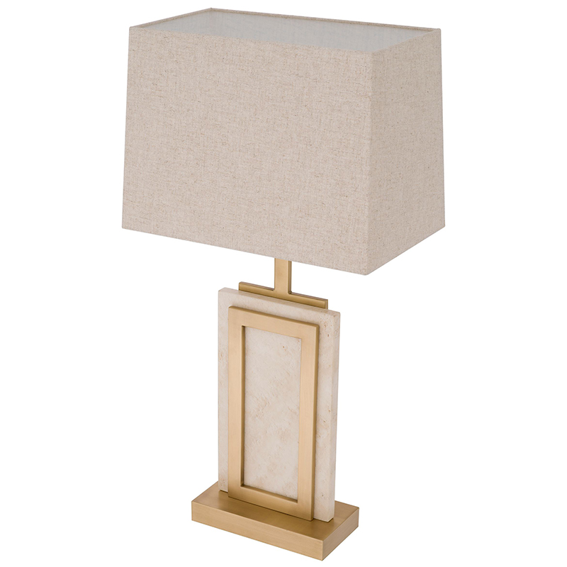 Настольная лампа Eichholtz Table Lamp Murray Travertine Бежевый Латунь в Саратове | Loft Concept 