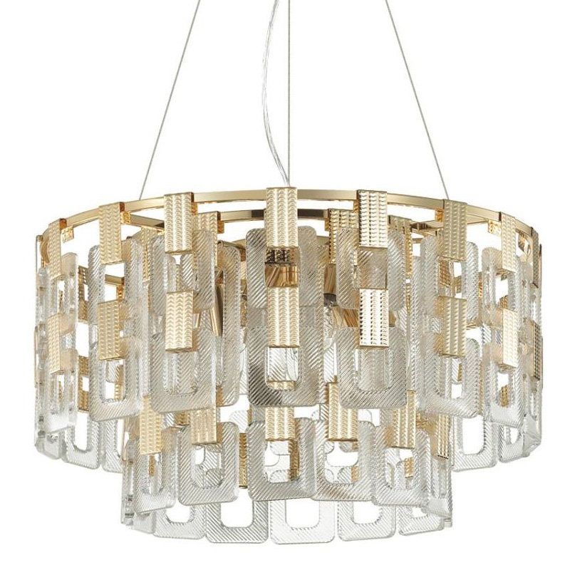 Люстра Ribbed Elements Pendant Round 52 Золотой Прозрачное Стекло в Саратове | Loft Concept 