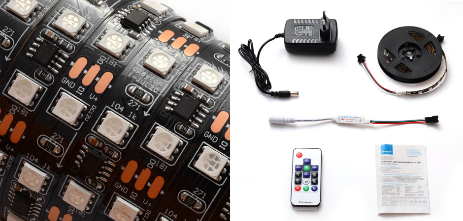 Комплект светодиодной ленты 14,4W/m 60Led/m 5050SMD разноцветный 2M Комплект светодиодной ленты 14,4W/m 60Led/m 5050SMD разноцветный 2M - Loft-Concept в Саратове