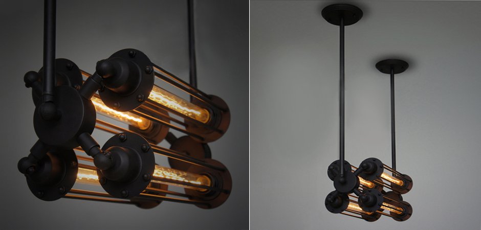 Подвесной светильник Loft Industrial Edison Cage Horizontal Quatro Подвесной светильник Loft Industrial Edison Cage Horizontal Quatro - Loft-Concept в Саратове