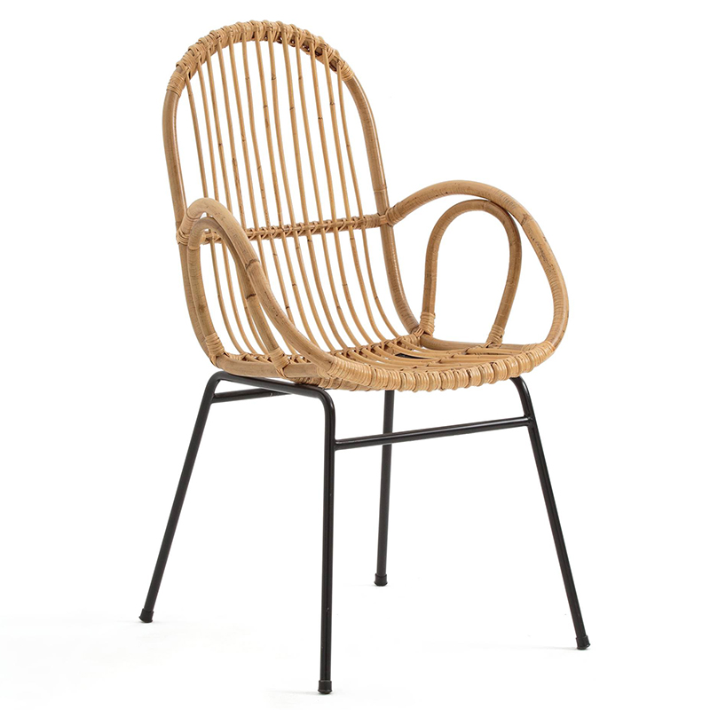 Стул Lucca Wicker Chair Бежевый Черный в Саратове | Loft Concept 