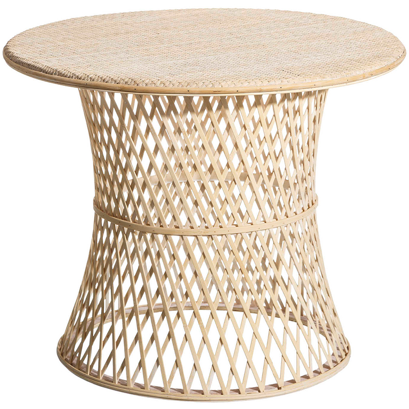 Круглый приставной стол из бамбука Woven Bamboo Side Table Бежевый в Саратове | Loft Concept 