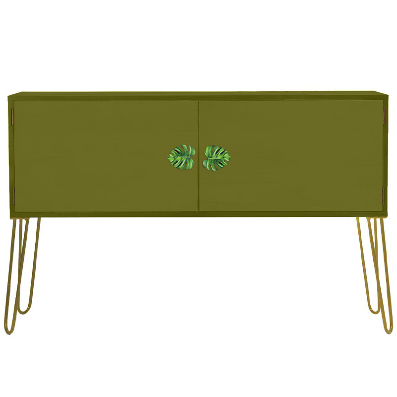 Комод длинный Monstera Green Chest of Drawers Зеленый Оливковый в Саратове | Loft Concept 