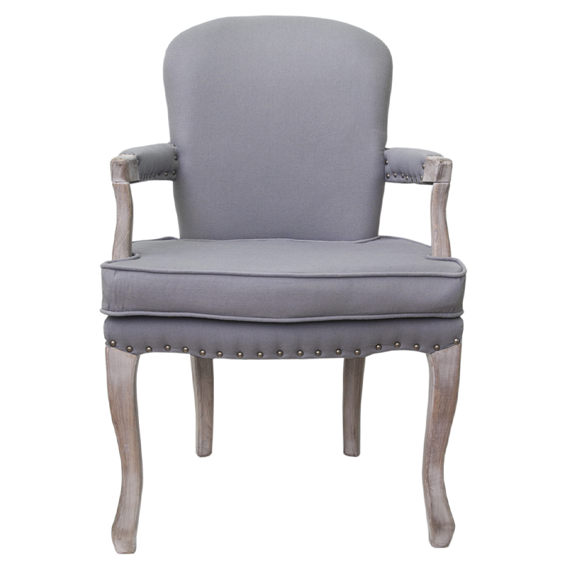 Кресло Aubrey Classical Armchair grey flax Серый Коричневый в Саратове | Loft Concept 