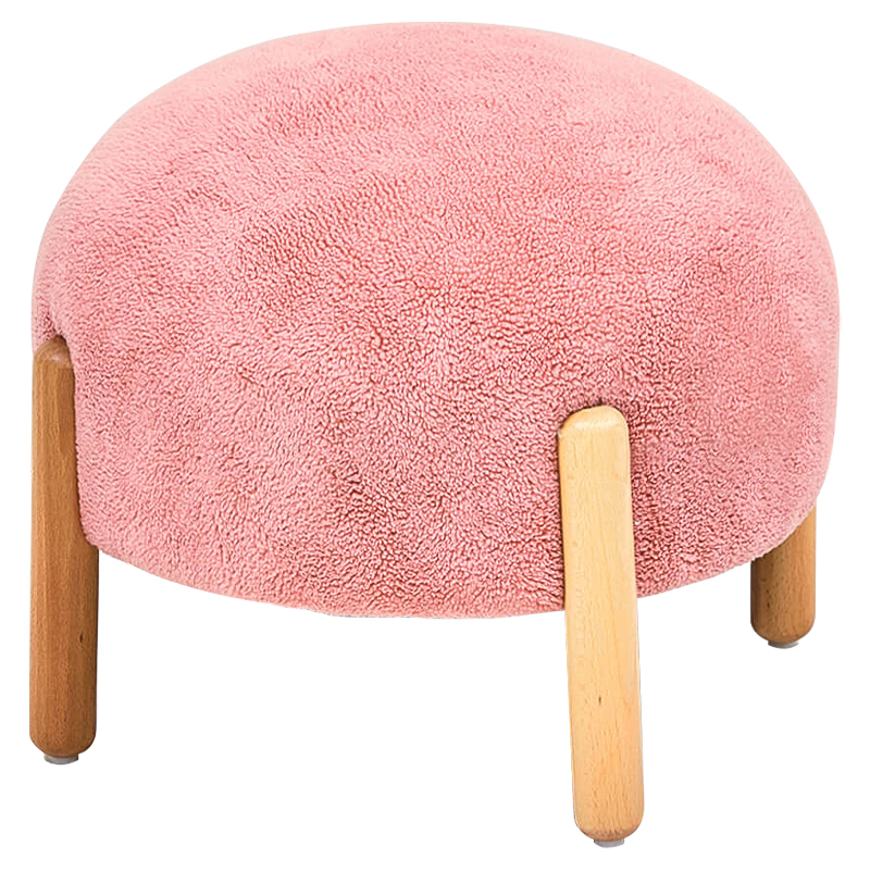 Пуф круглый на деревянных ножках Ralfie Pouf Pink Розовый Древесина в Саратове | Loft Concept 