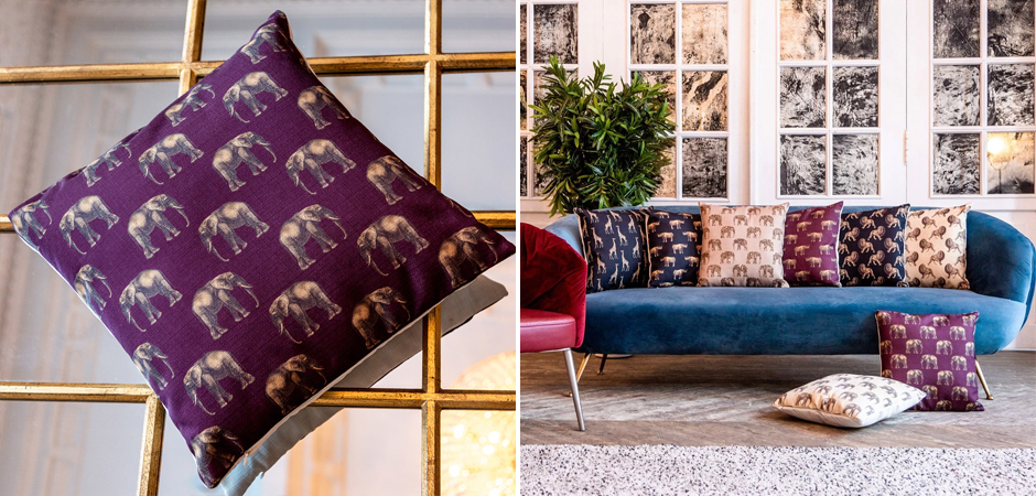 Декоративная подушка с узором из слонов Home Safari Red - Loft-Concept в Саратове
