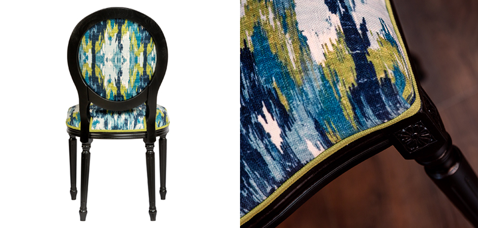 Мягкий стул с сине-зеленым узором Ikat Pattern Мягкий стул с сине-зеленым узором Ikat Pattern - Loft-Concept в Саратове