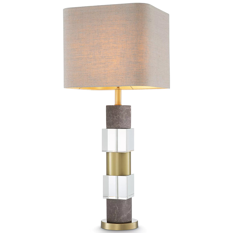 Настольная лампа Eichholtz Table Lamp Cullingham Grey Marble Латунь Прозрачное Стекло Серый Бежево-серый в Саратове | Loft Concept 