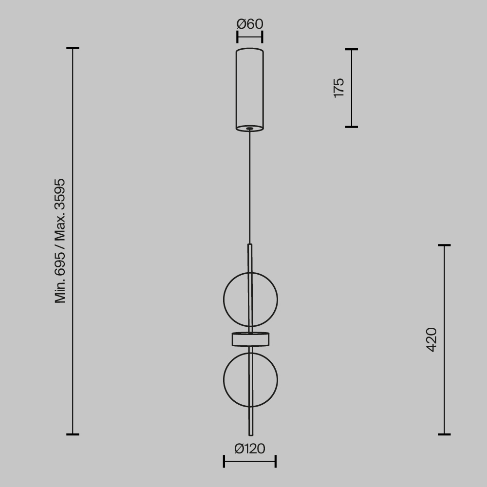 Подвесной светильник с плафоном из стекла с зеркальным градиентом Double Moon в Саратове