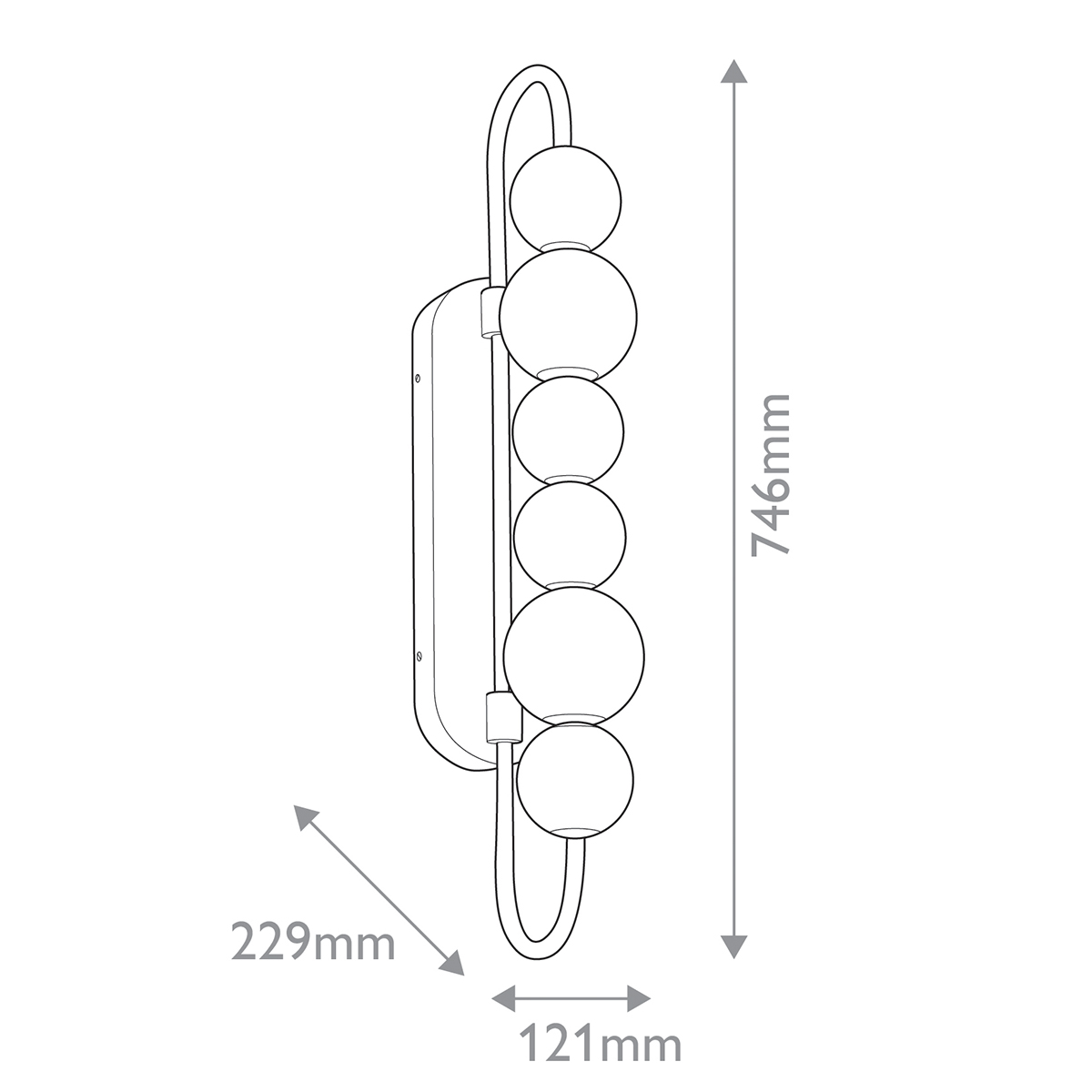 Бра цвета латунь с 6-ю рифлеными плафонами шаровидной формы Alora в Саратове