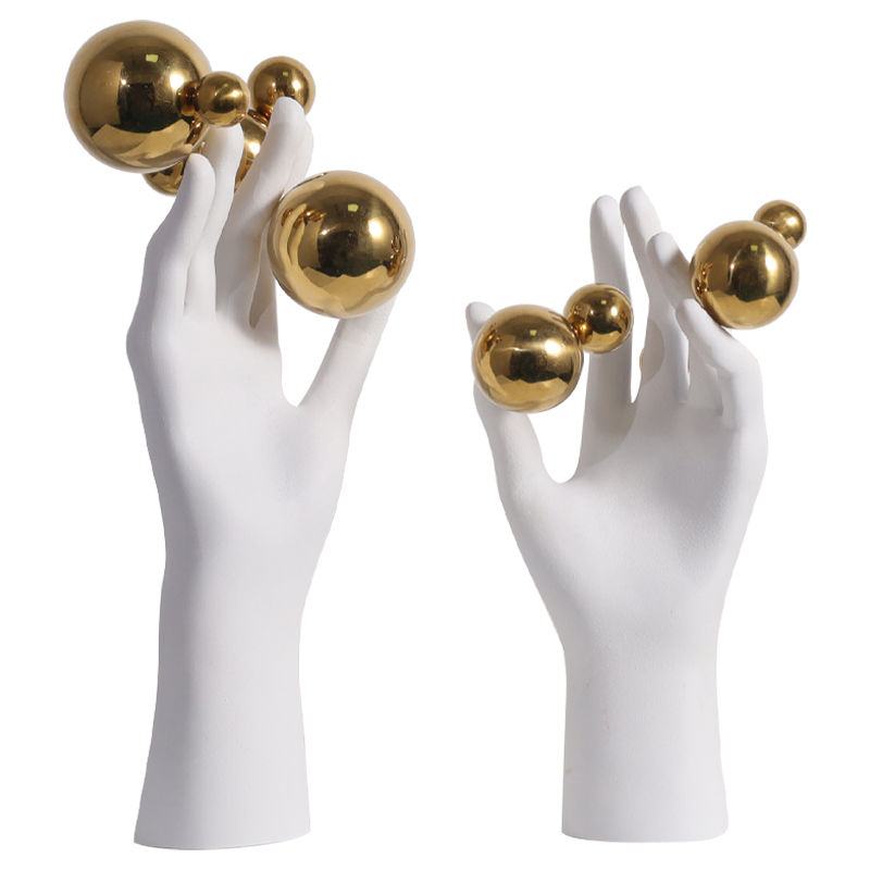Декоративная статуэтка Hand with Spheres Statuette Белый Глянцевое золото Декоративная статуэтка Hand with Spheres Statuette Белый Глянцевое золото в Саратове | Loft Concept