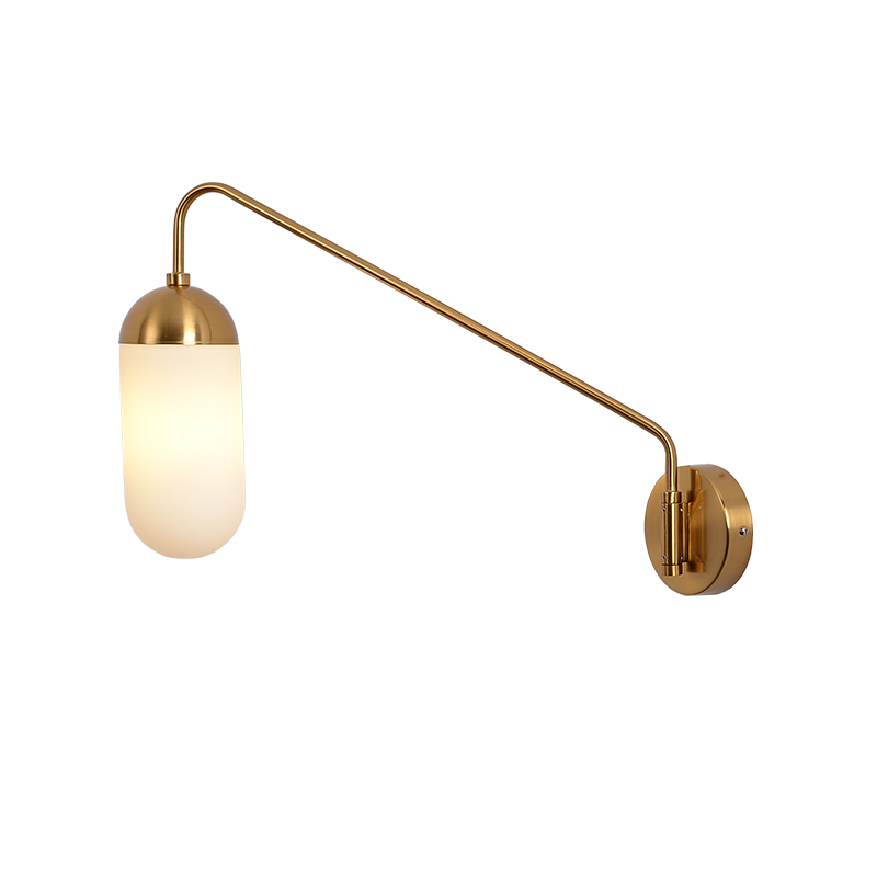 Бра Pelle Sconce, Long Gooseneck Clear Shade Латунь Белый в Саратове | Loft Concept 