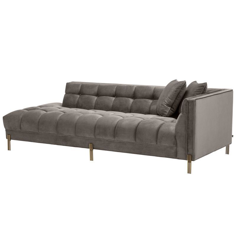 Кушетка Eichholtz Lounge Sofa Sienna Right Серый Матовая латунь в Саратове | Loft Concept 