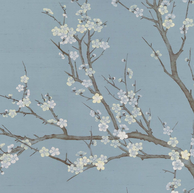 Обои ручная роспись Nara Original colourway on Summer Sky slub silk Обои ручная роспись Nara Original colourway on Summer Sky slub silk в Саратове | Loft Concept