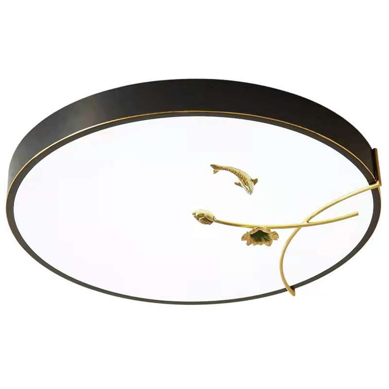 Круглый потолочный светильник Gold Fish Round Ceiling Lamp Black Черный Черный Белый Зеленый в Саратове | Loft Concept 