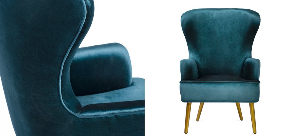 Кресло Wingback Dining Chair turquoise velor Кресло Wingback Dining Chair turquoise velor - Loft-Concept в Саратове
